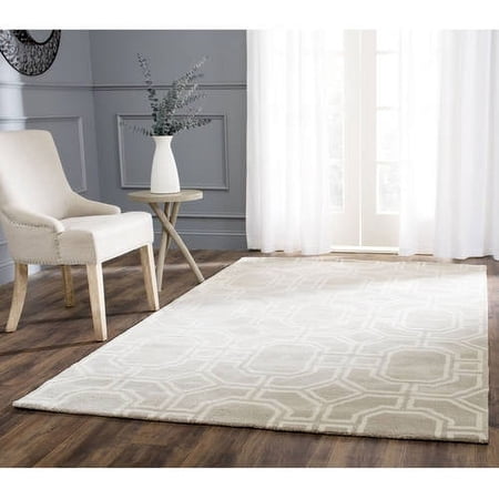 SAFAVIEH Soho Avery Geometric Wool Area Rug, Grey/Ivory, 3'6" x 5'6"