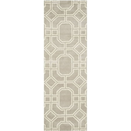 SAFAVIEH Soho Avery Geometric Wool Runner Rug, Grey/Ivory, 2'6" x 8'
