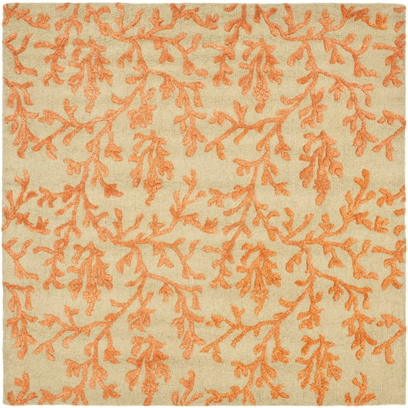 SAFAVIEH Soho Azalea Floral Wool Area Rug, Green/Gold, 6' x 6' Square