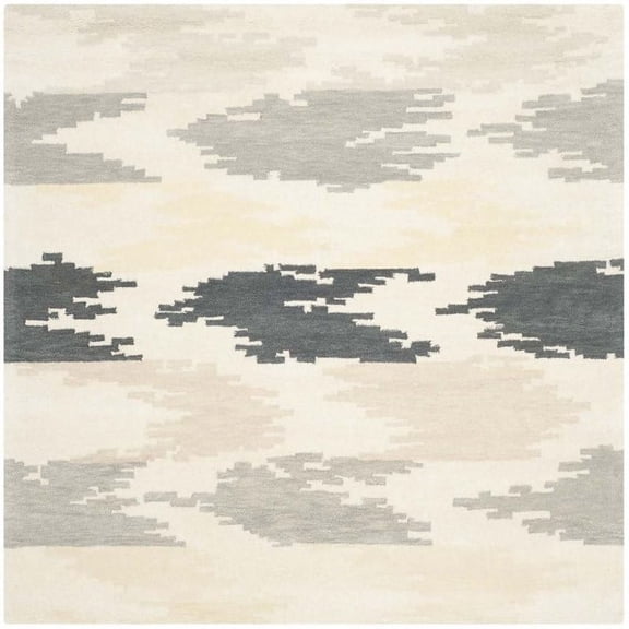 SAFAVIEH Soho Barclay Abstract Wool Area Rug, Ivory/Grey, 6' x 6' Square