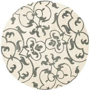 SAFAVIEH Soho Bedinn Floral Wool Area Rug, Ivory/Grey, 6' x 6' Round
