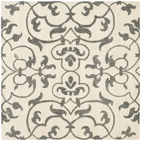 SAFAVIEH Soho Bedinn Floral Wool Area Rug, Ivory/Grey, 8' x 8' Square