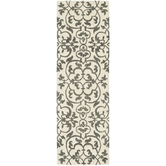 SAFAVIEH Soho Bedinn Floral Wool Runner Rug, Ivory/Grey, 2'6" x 12'