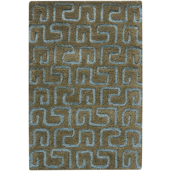SAFAVIEH Soho Benson Geometric Wool Area Rug, Brown/Light Blue, 2' x 3'