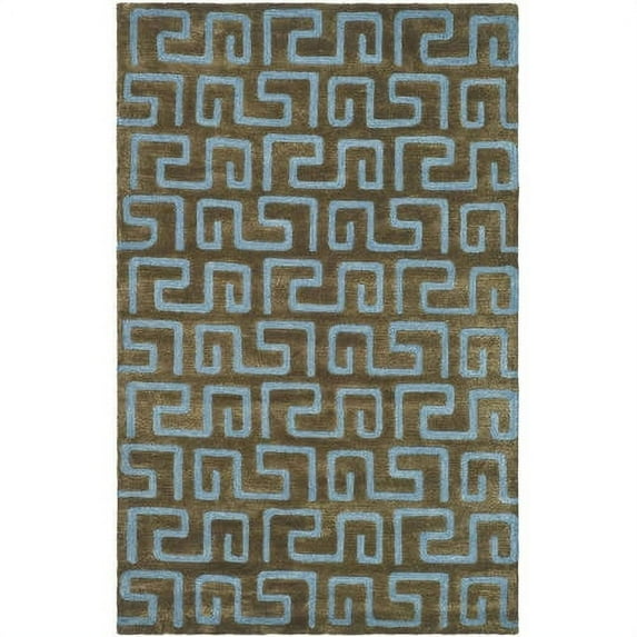 SAFAVIEH Soho Benson Geometric Wool Area Rug, Brown/Light Blue, 5' x 8'