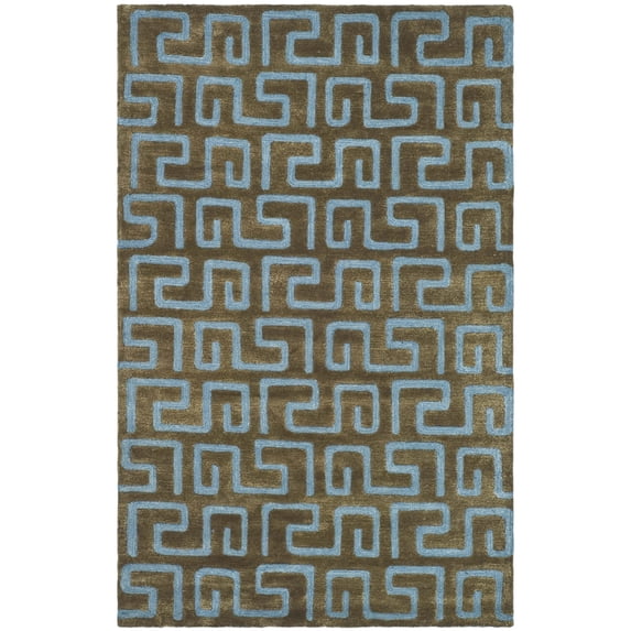 SAFAVIEH Soho Benson Geometric Wool Area Rug, Brown/Light Blue, 8'3" x 11'