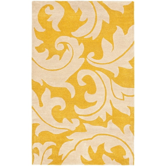 SAFAVIEH Soho Blair Floral Wool Area Rug, Gold/Ivory, 3'6" x 5'6"