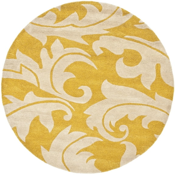 SAFAVIEH Soho Blair Floral Wool Area Rug, Gold/Ivory, 6' x 6' Round