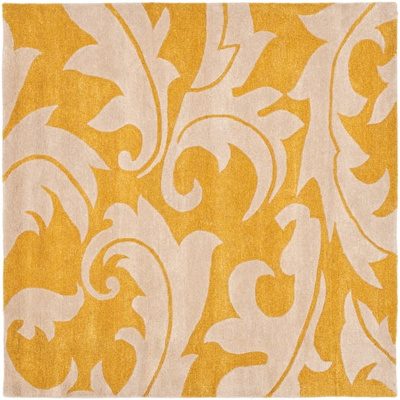 SAFAVIEH Soho Blair Floral Wool Area Rug, Gold/Ivory, 6' x 6' Square