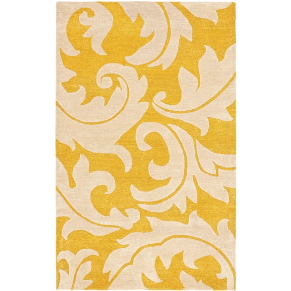 SAFAVIEH Soho Blair Floral Wool Area Rug, Gold/Ivory, 6' x 9'