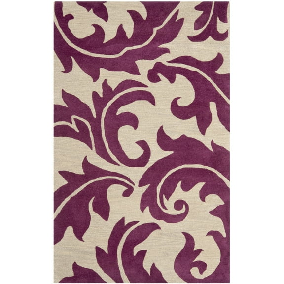 SAFAVIEH Soho Blair Floral Wool Area Rug, Purple/Beige, 2' x 3'