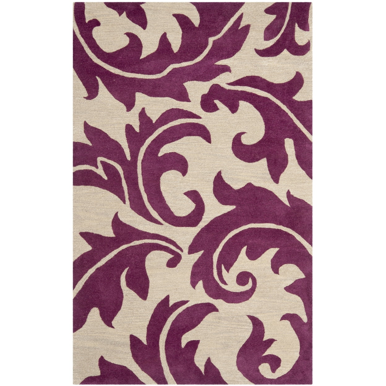 SAFAVIEH Soho Blair Floral Wool Area Rug, Purple/Beige, 5' x 8'