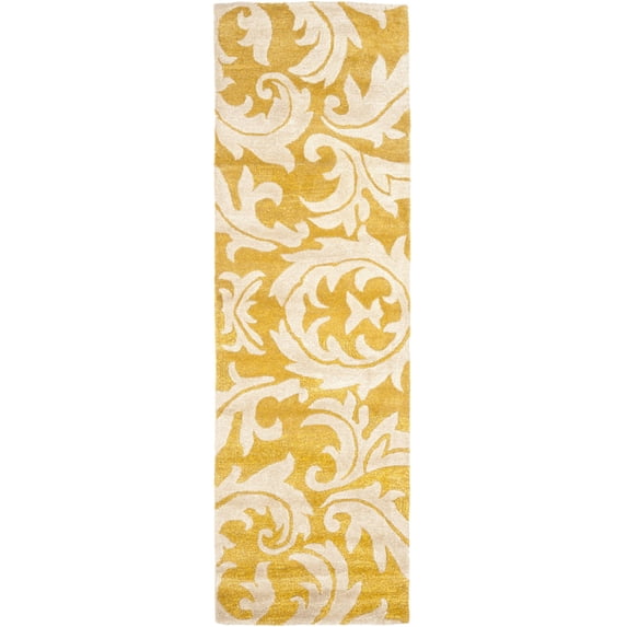 SAFAVIEH Soho Blair Floral Wool Runner Rug, Gold/Ivory, 2'6" x 12'