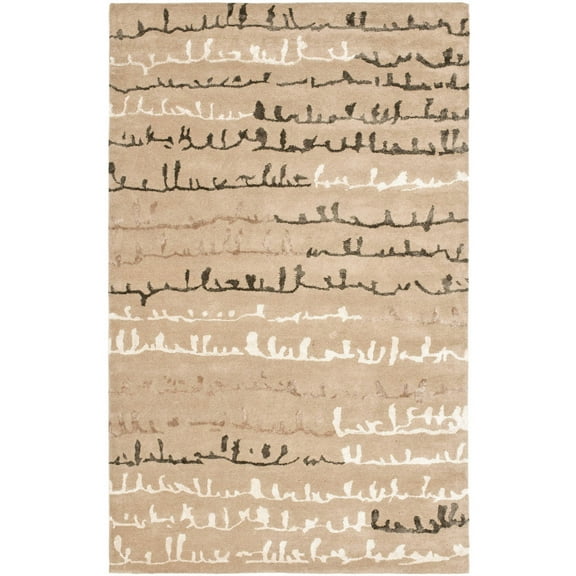 SAFAVIEH Soho Boston Striped Wool Area Rug, Beige/Multi, 3'6" x 5'6"