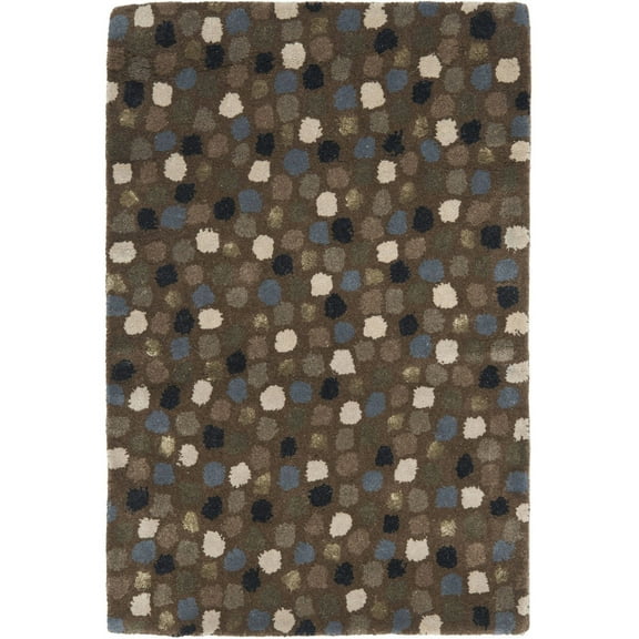 SAFAVIEH Soho Brent Polka Dots Wool Area Rug, Dark Grey/Multi, 2' x 3'