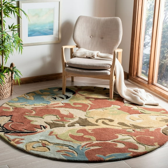 SAFAVIEH Soho Brighton Floral Wool Area Rug, Rust/Multi, 3'6" x 5'6"