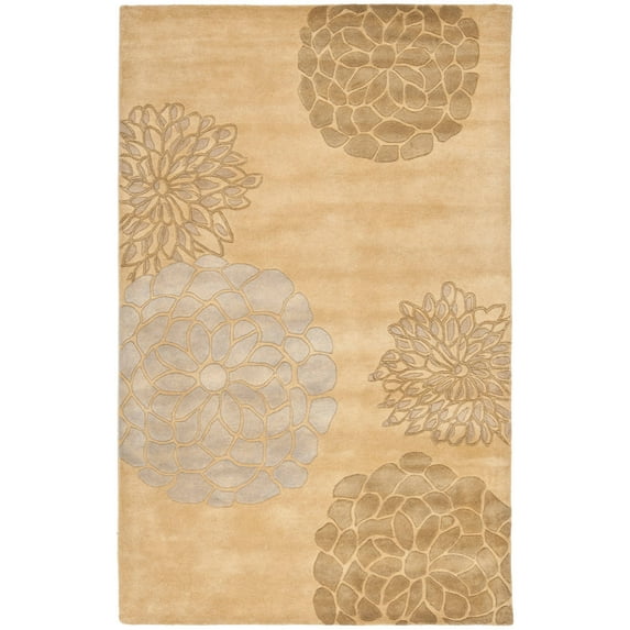 SAFAVIEH Soho Brisbane Floral Wool Area Rug, Beige/Multi, 3'6" x 5'6"