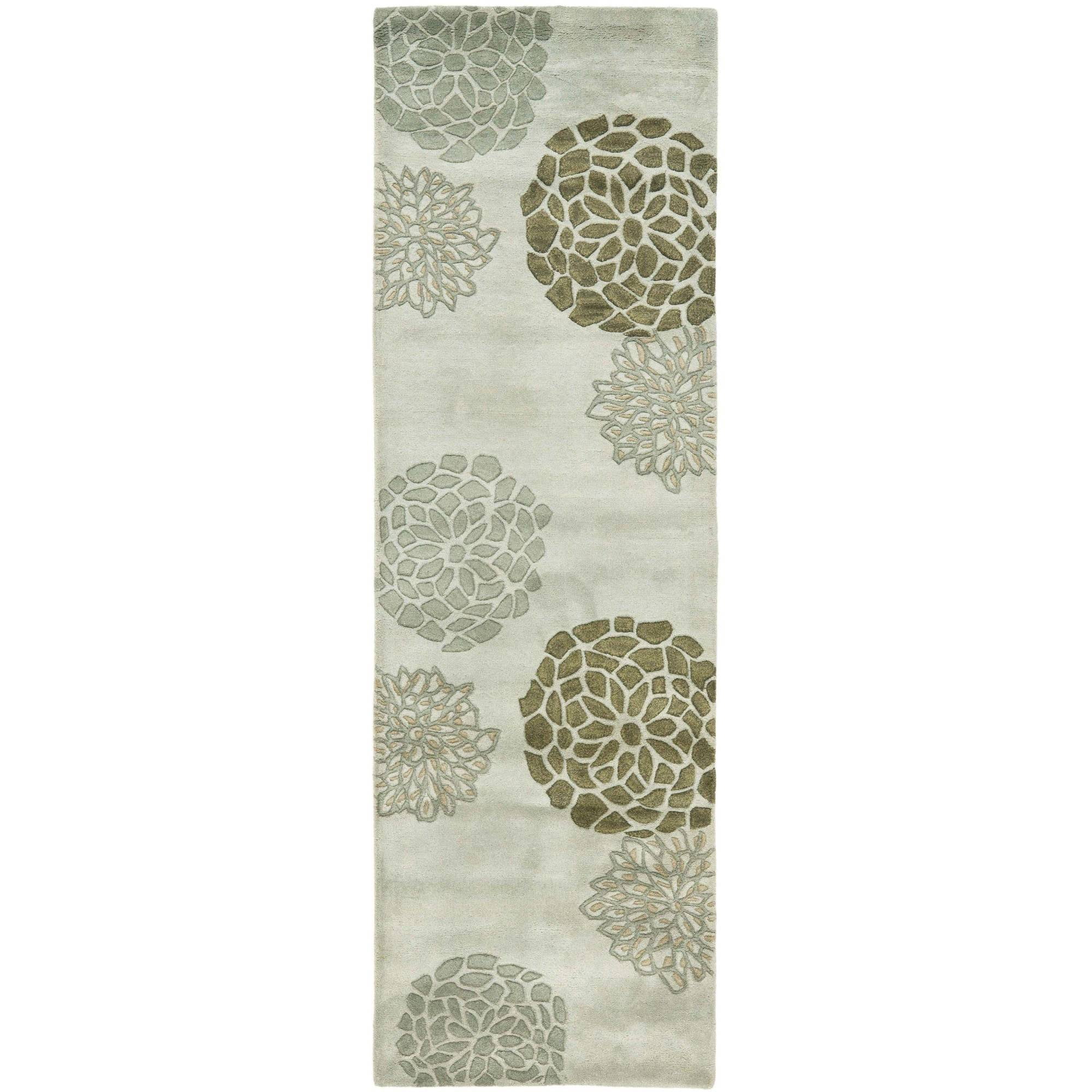 SAFAVIEH Soho Brisbane Floral Wool Runner Rug, Light Grey, 2'6" x 14'