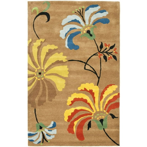 SAFAVIEH Soho Brooke Floral Wool Area Rug, Brown/Multi, 6' x 9'
