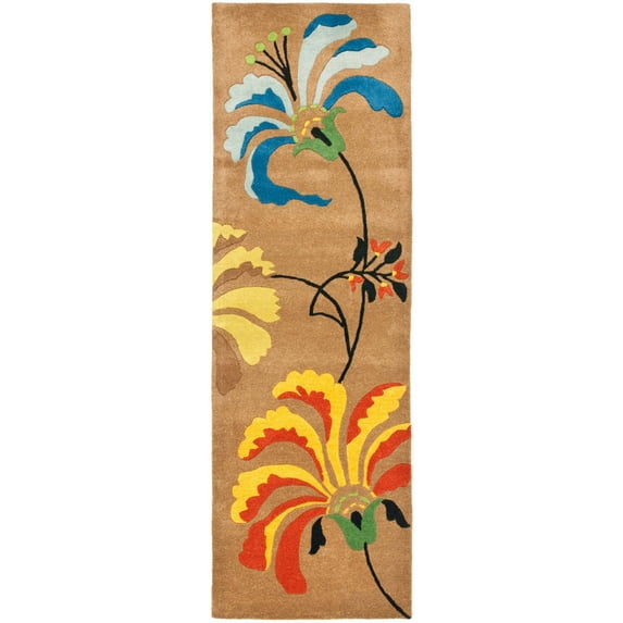 SAFAVIEH Soho Brooke Floral Wool Runner Rug, Brown/Multi, 2'6" x 8'
