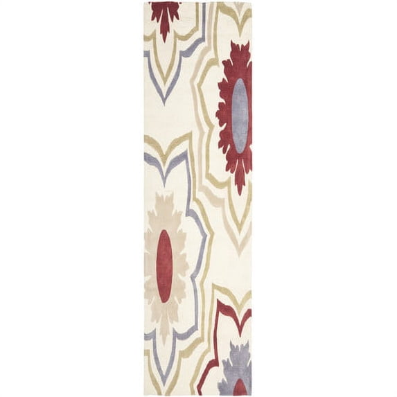 SAFAVIEH Soho Buckley Floral Wool Runner Rug, Ivory/Multi, 2'6" x 8'