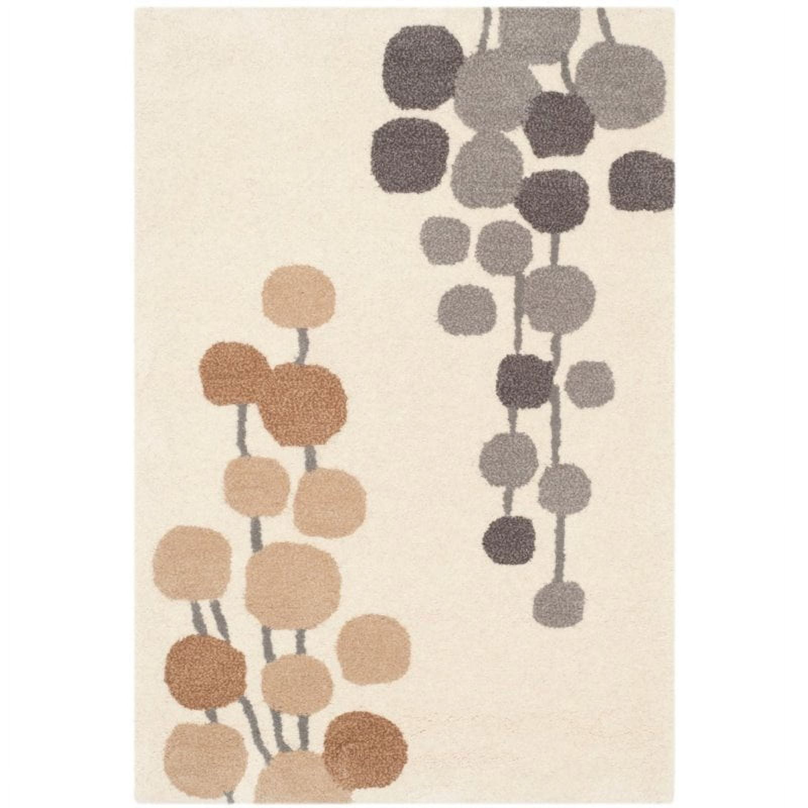 Beige and Grey Floral Hand-Tufted Wool Square Rug