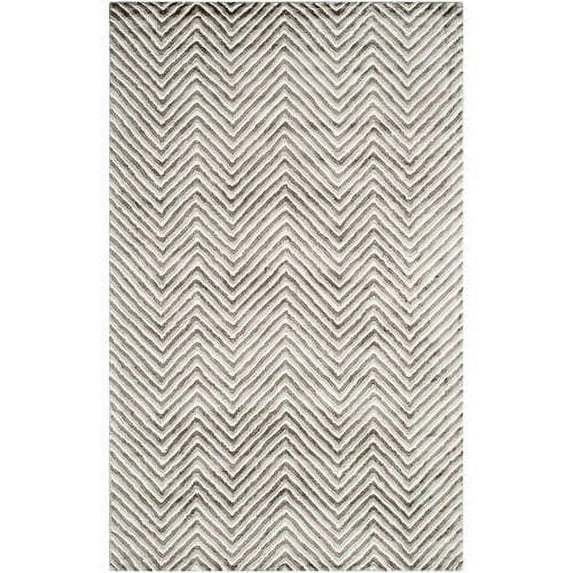 SAFAVIEH Soho Calleigh Chevron Wool Area Rug, Ivory/Grey, 5' x 8'