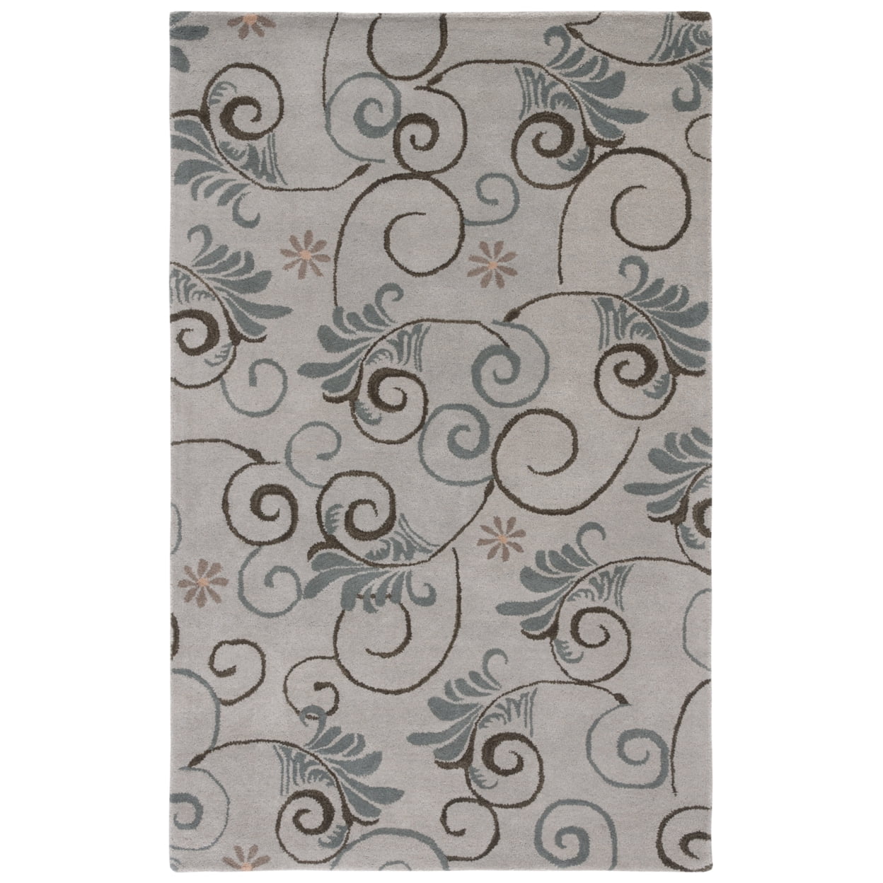 Handmade Gray Wool and Viscose Tufted Rectangular Area Rug