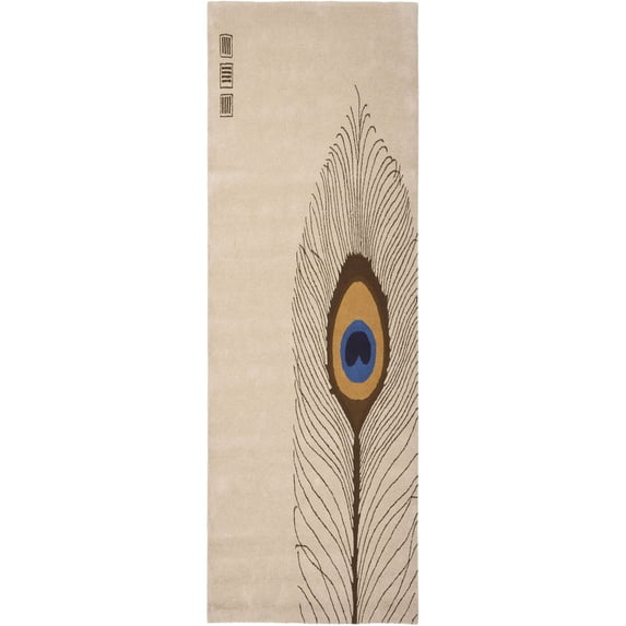 SAFAVIEH Soho Carleton Peacock Feather Wool Runner Rug, Beige/Brown, 2'6" x 8'