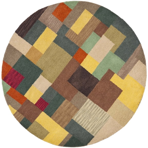 SAFAVIEH Soho Catalina Geometric Wool Area Rug, Multi, 6' x 6' Round