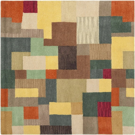 SAFAVIEH Soho Catalina Geometric Wool Area Rug, Multi, 6' x 6' Square