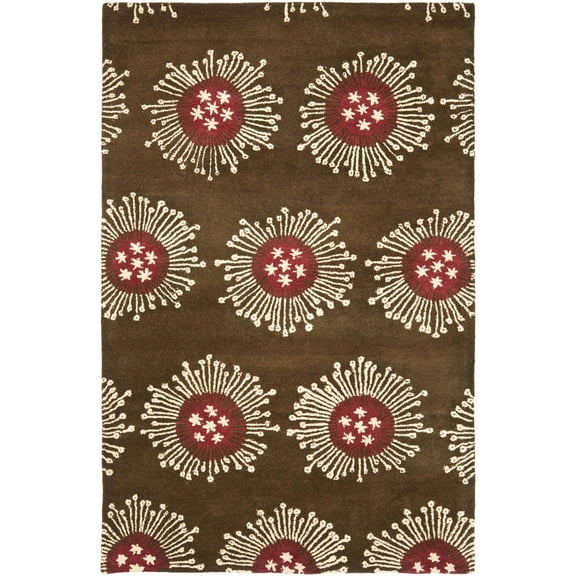 SAFAVIEH Soho Cedar Floral Wool Area Rug, Brown/Multi, 3'6" x 5'6"