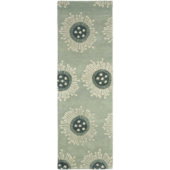 SAFAVIEH Soho Cedar Floral Wool Runner Rug, Light Blue/Multi, 2'6" x 12'