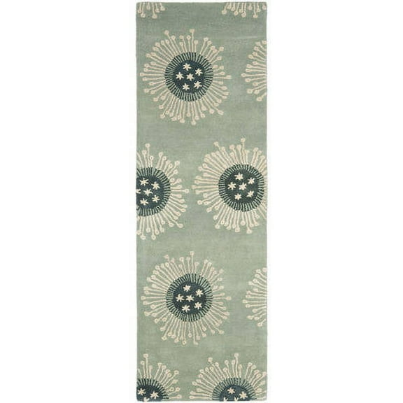 SAFAVIEH Soho Cedar Floral Wool Runner Rug, Light Blue/Multi, 2'6" x 6'