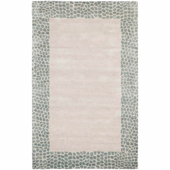 SAFAVIEH Soho Chandler Bordered Wool Area Rug, Silver/Grey, 5' x 8'