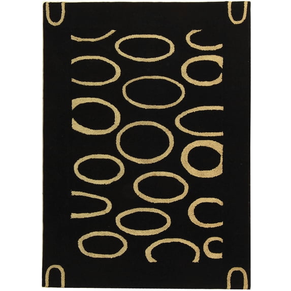 SAFAVIEH Soho Chason Geometric Wool Area Rug, Black/Ivory, 5' x 8'
