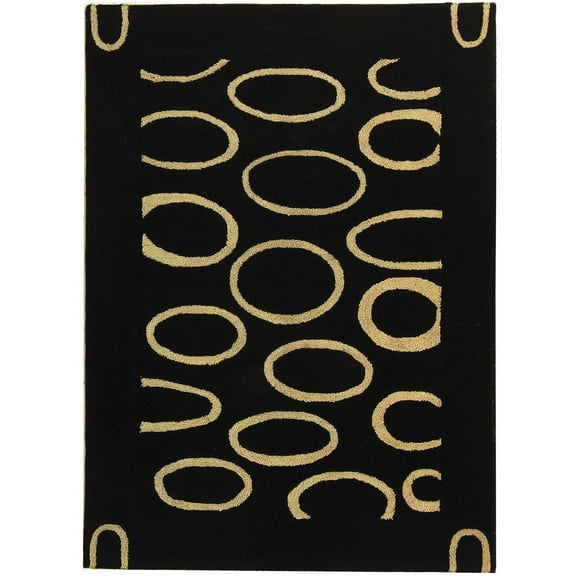 SAFAVIEH Soho Chason Geometric Wool Area Rug, Black/Ivory, 7'6" x 9'6"