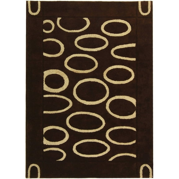 SAFAVIEH Soho Chason Geometric Wool Area Rug, Brown/Ivory, 5' x 8'