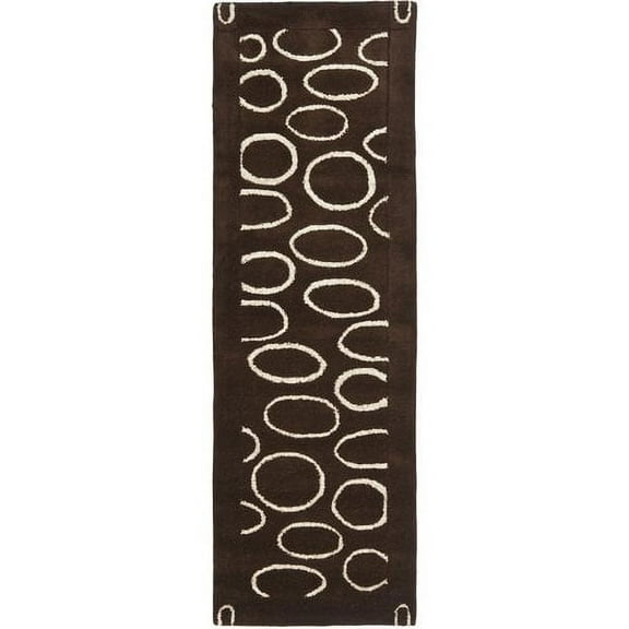 SAFAVIEH Soho Chason Geometric Wool Runner Rug, Brown/Ivory, 2'6" x 12'