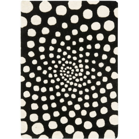 SAFAVIEH Soho Chloe Polka Dots Wool Area Rug, Black/Ivory, 2' x 3'