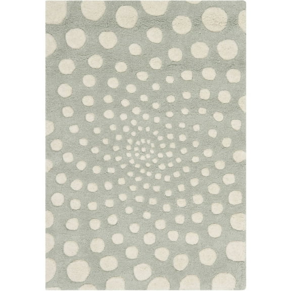 SAFAVIEH Soho Chloe Polka Dots Wool Area Rug, Grey/Ivory, 2' x 3'