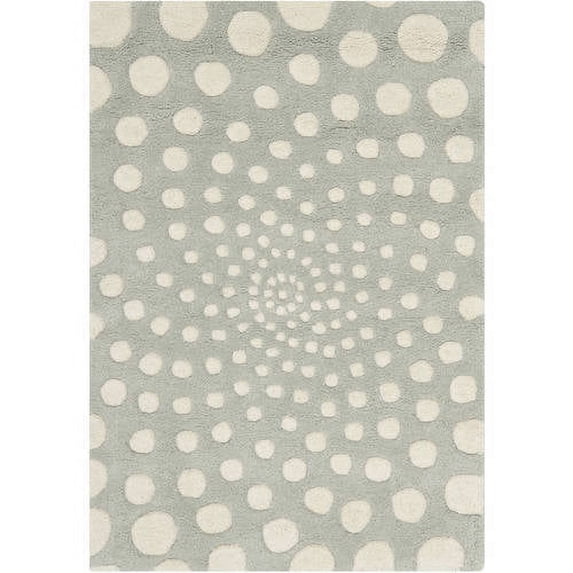 SAFAVIEH Soho Chloe Polka Dots Wool Area Rug, Grey/Ivory, 6' x 6' Round