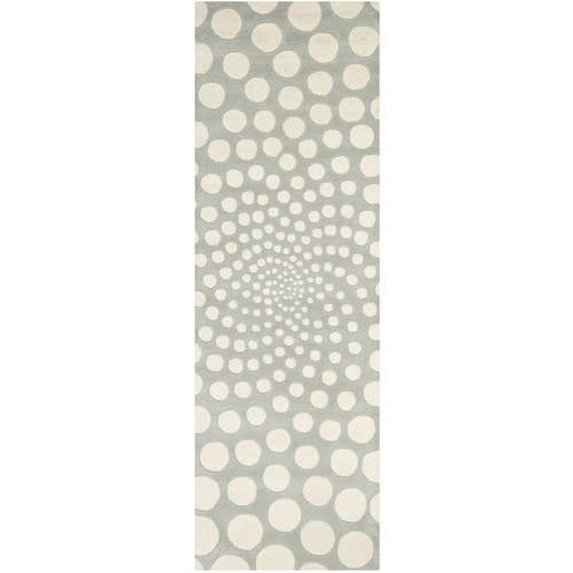 SAFAVIEH Soho Chloe Polka Dots Wool Runner Rug, Grey/Ivory, 2'6" x 8'