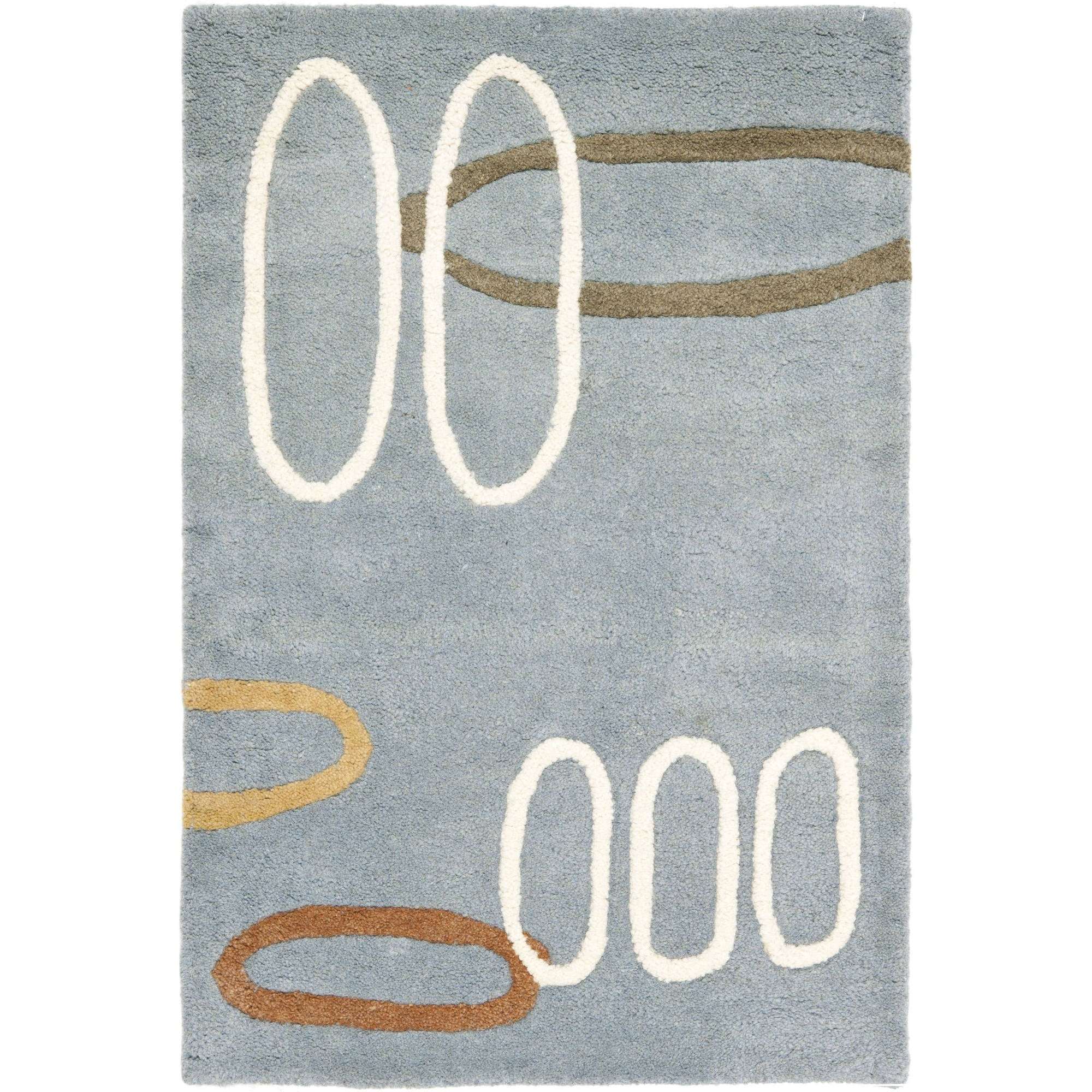 Handmade Blue Wool and Viscose Tufted Area Rug