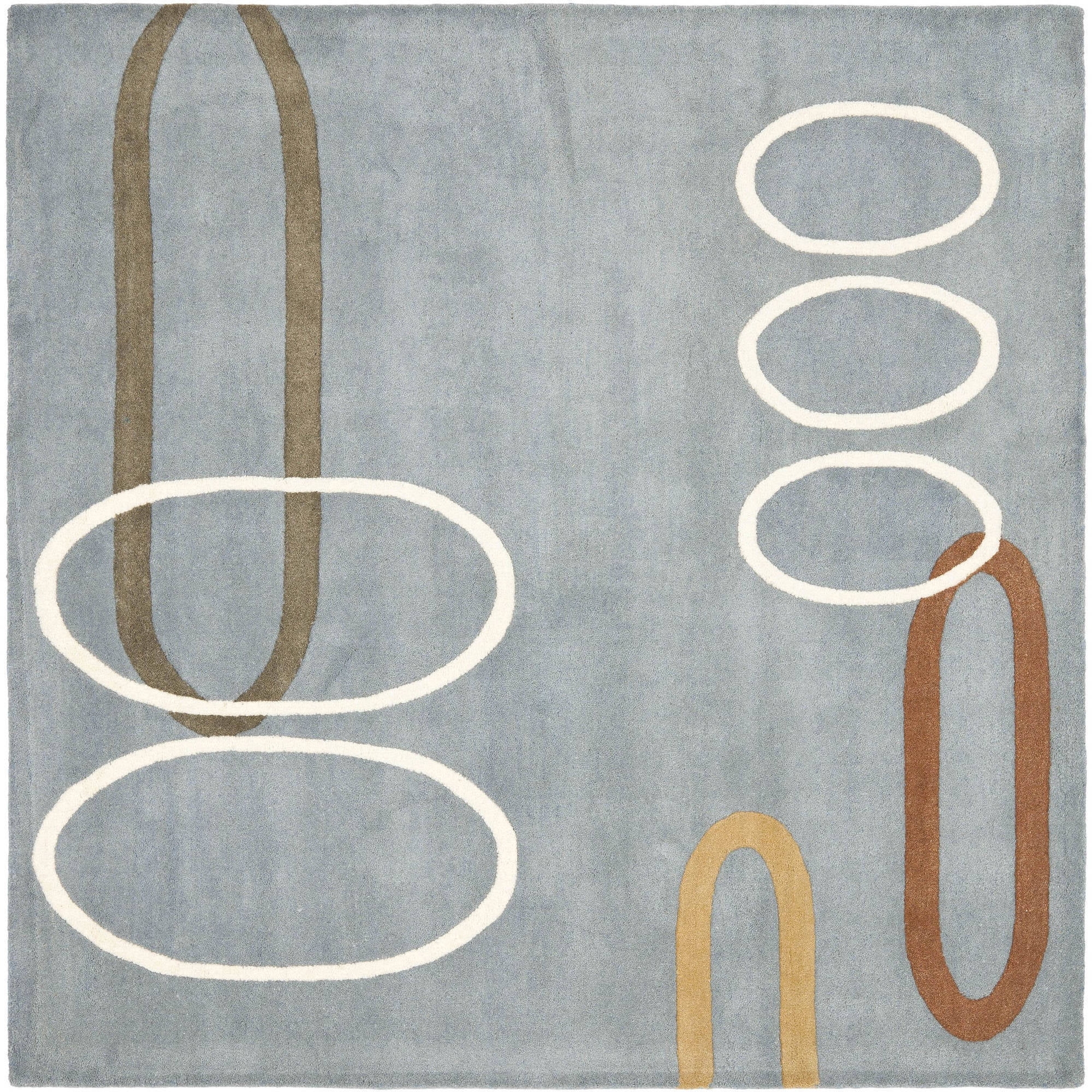 Soho 6' x 6' Blue Wool and Viscose Hand-Tufted Square Rug