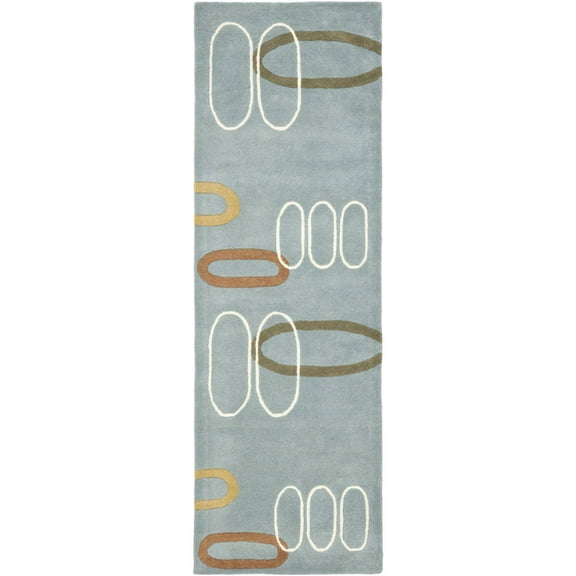 SAFAVIEH Soho Christy Abstract Wool Runner Rug, Blue/Multi, 2'6" x 8'