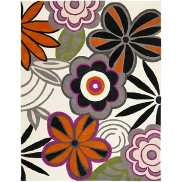 SAFAVIEH Soho Claire Floral Wool Area Rug, Ivory/Multi, 6' x 6' Round