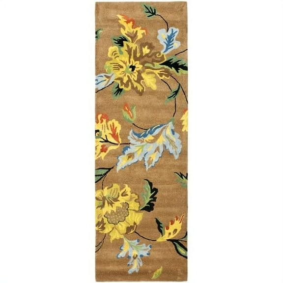 SAFAVIEH Soho Colin Floral Wool Runner Rug, Brown/Multi, 2'6" x 10'