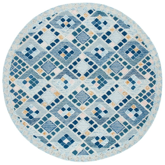 SAFAVIEH Soho Watson Geometric Area Rug, Navy/Blue, 6' x 6' Round