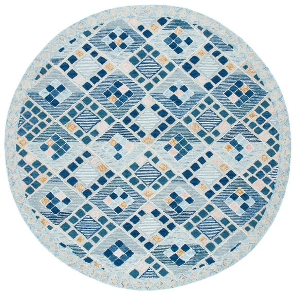 SAFAVIEH Soho Watson Geometric Area Rug, Navy/Blue, 6' x 6' Round